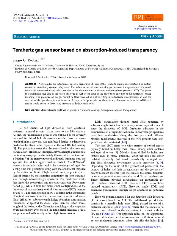 Terahertz gas sensor based on absorption-induced transparency