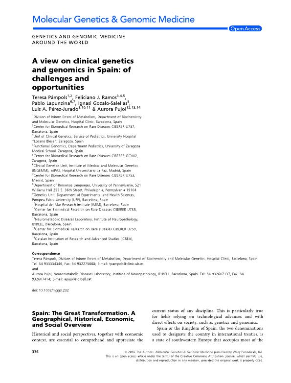 A view on clinical genetics and genomics in Spain: of challenges and opportunities