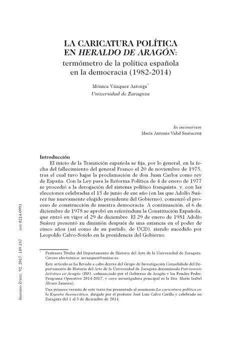 La caricatura política en Heraldo de Aragón: termómetro de la política española en la democracia (1982-2014)