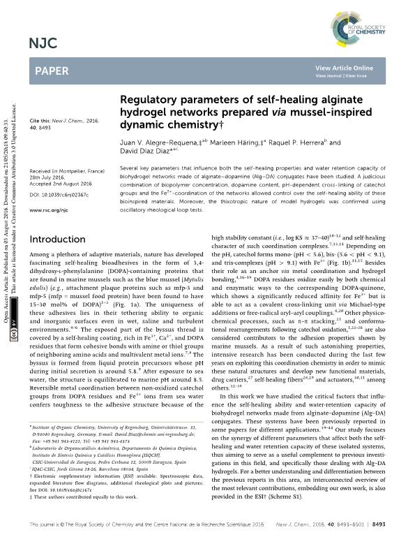 Regulatory parameters of self-healing alginate hydrogel networks prepared via mussel-inspired dynamic chemistry