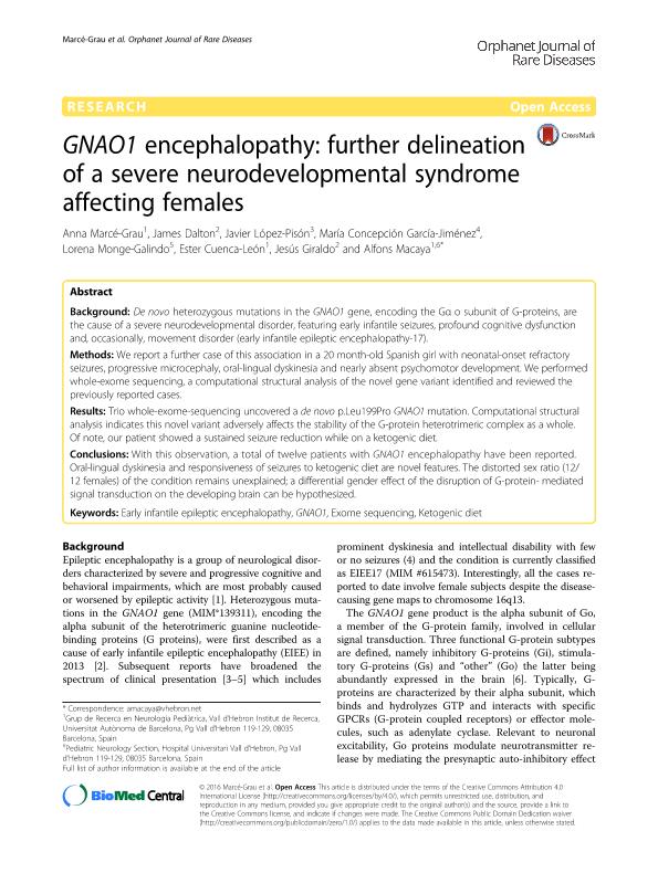 GNAO1 encephalopathy: further delineation of a severe neurodevelopmental syndrome affecting females