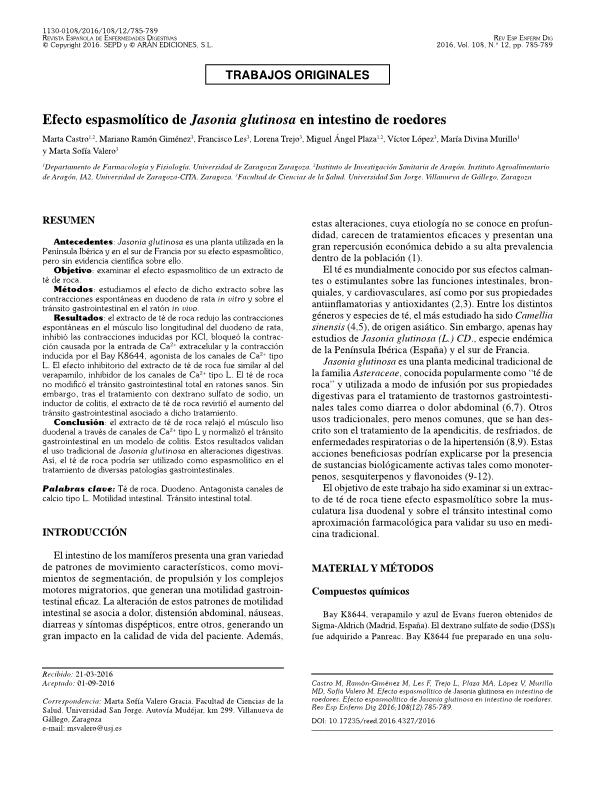 Spasmolytic effect of Jasonia glutinosa on rodent intestine
