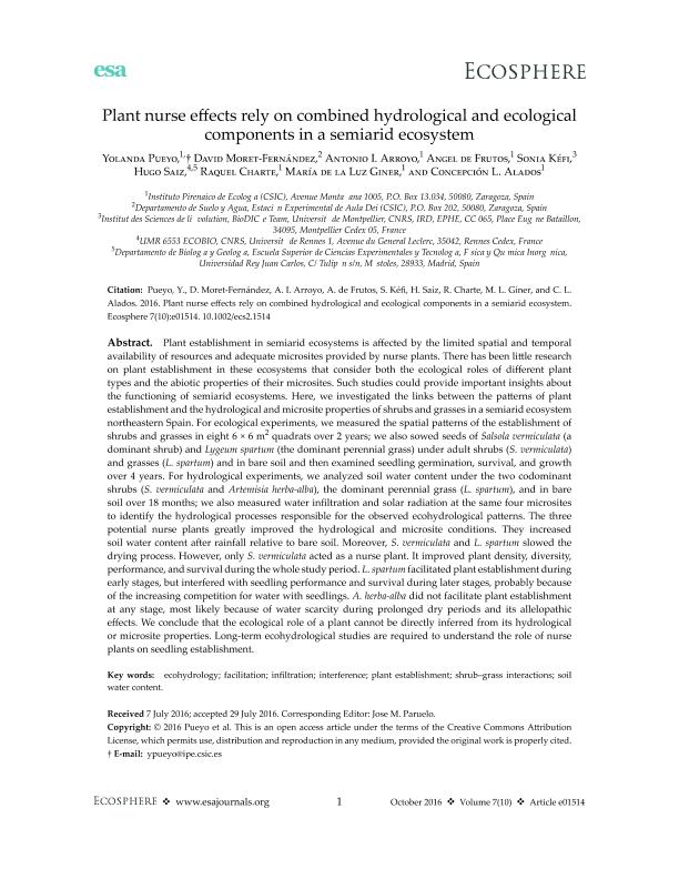 Plant nurse effects rely on combined hydrological and ecological components in a semiarid ecosystem