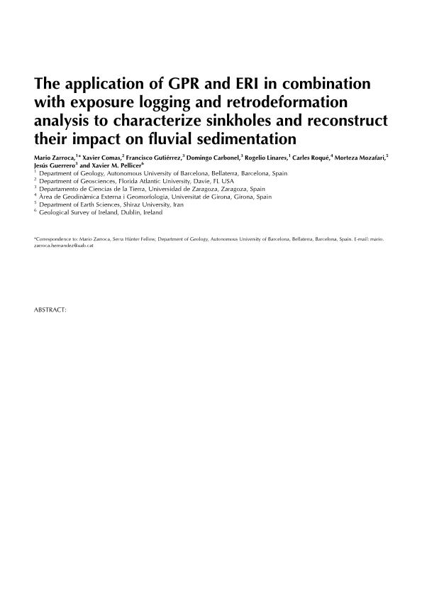 The application of GPR and ERI in combination with exposure logging and retrodeformation analysis to characterize sinkholes and reconstruct their impact on fluvial sedimentation