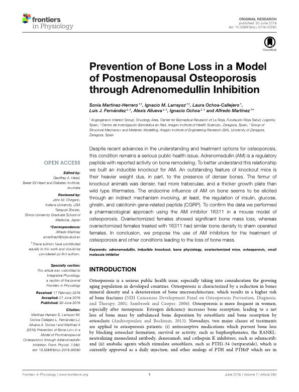 Prevention of Bone Loss in a Model of Postmenopausal Osteoporosis through Adrenomedullin Inhibition