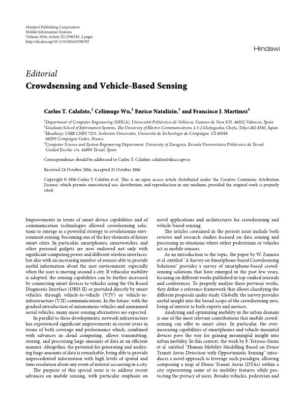 Crowdsensing and Vehicle-Based Sensing