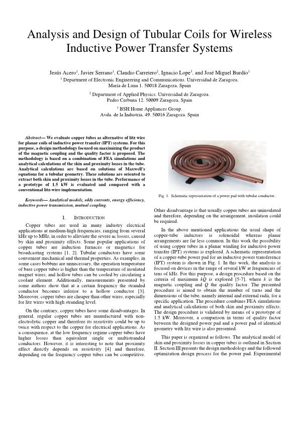 Analysis and design of tubular coils for wireless inductive power transfer systems