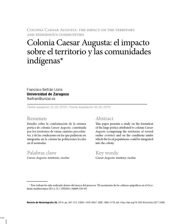 Colonia Caesar Augusta: el impacto sobre el territorio y las comunidades indígenas