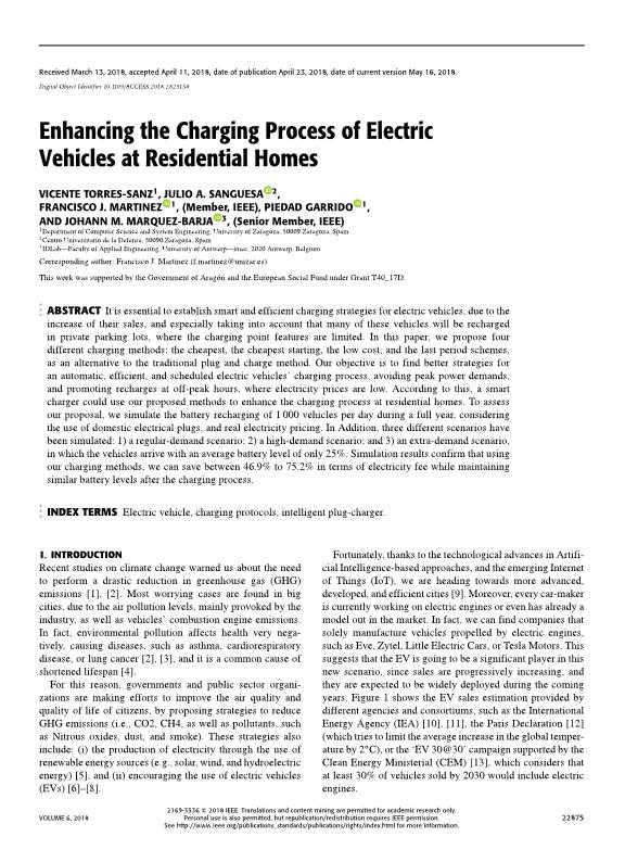 Enhancing the Charging Process of Electric Vehicles at Residential Homes