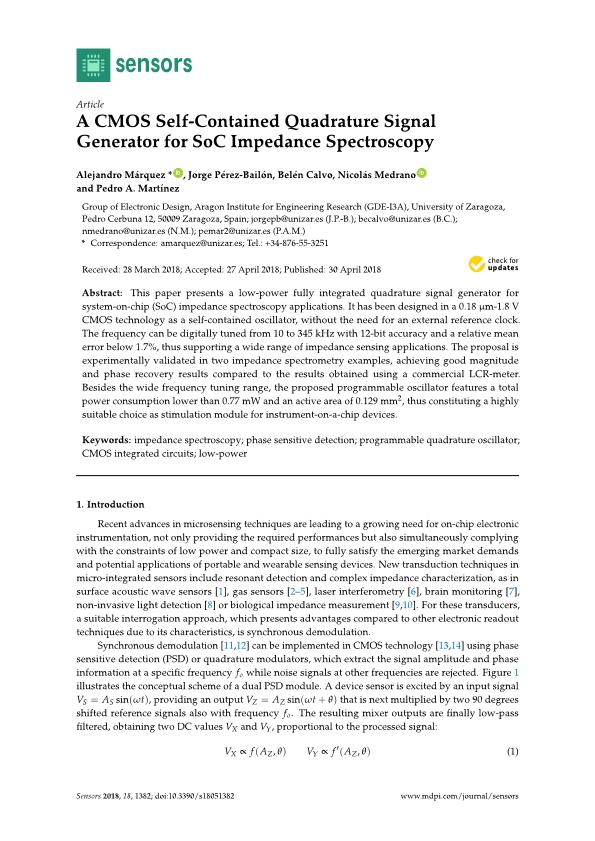 A CMOS self-contained quadrature signal generator for soc impedance spectroscopy