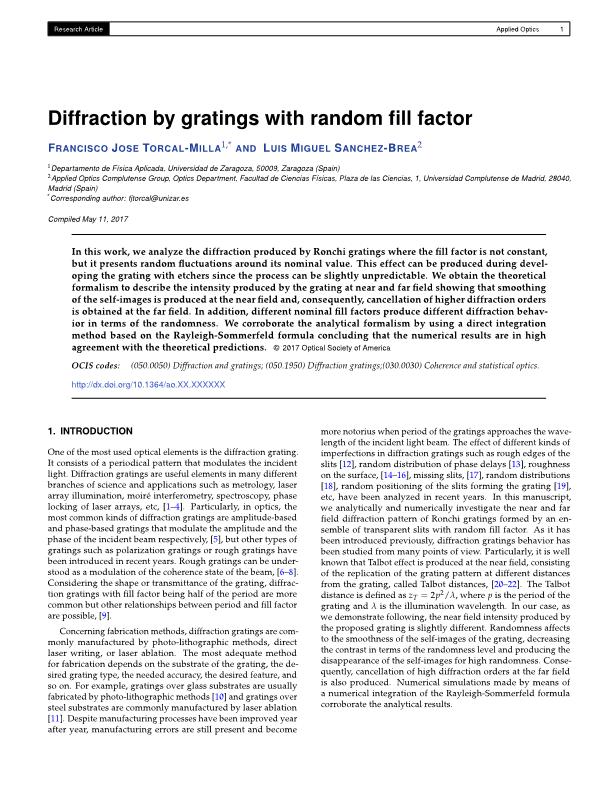 Diffraction by gratings with random fill factor