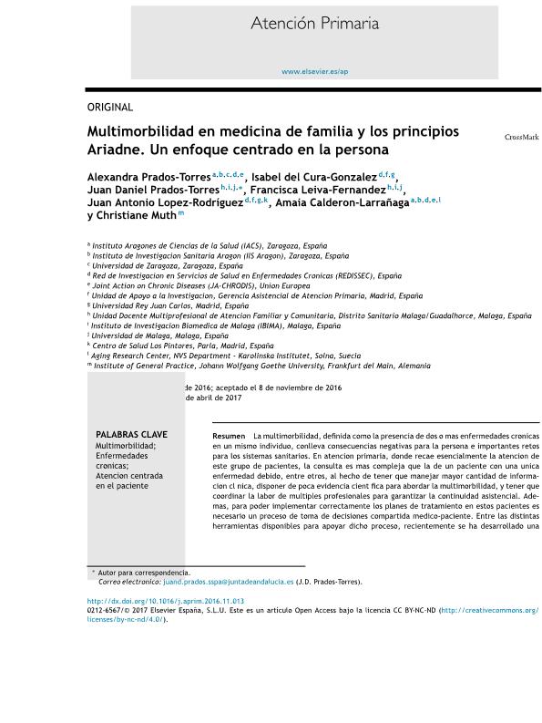 Multimorbilidad en medicina de familia y los principios Ariadne. Un enfoque centrado en la persona