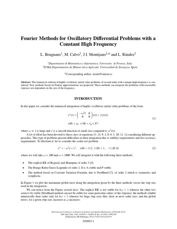 Fourier methods for oscillatory differential problems with a constant high frequency