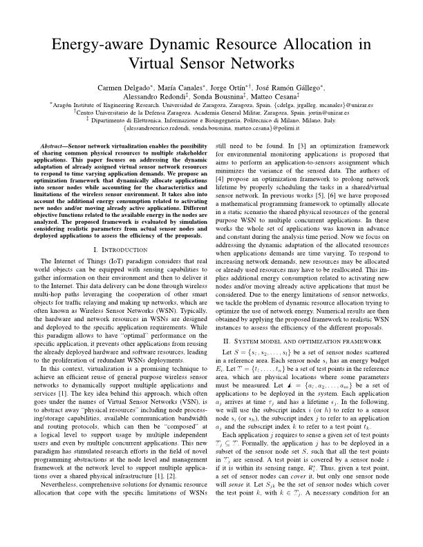 Energy-aware dynamic resource allocation in virtual sensor networks