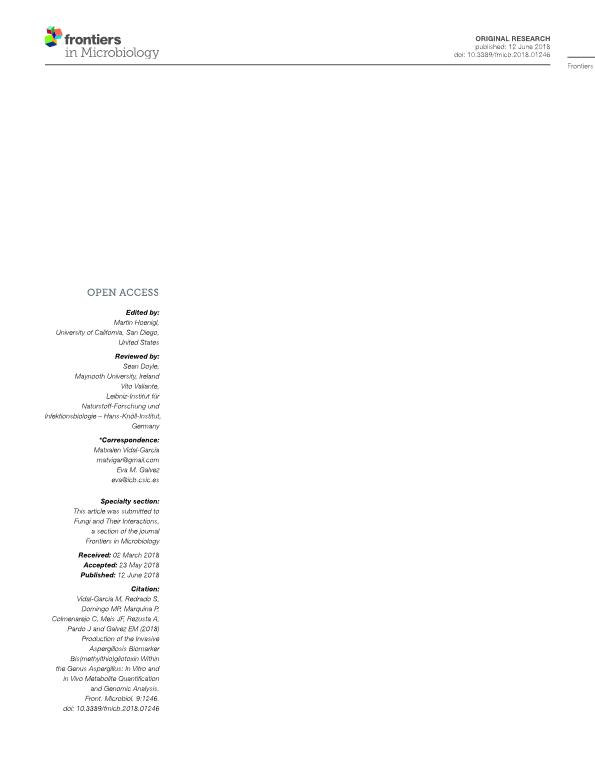 Production of the invasive aspergillosis biomarker bis(methylthio)gliotoxin Within the genus aspergillus: In vitro and in vivo metabolite quantification and genomic analysis