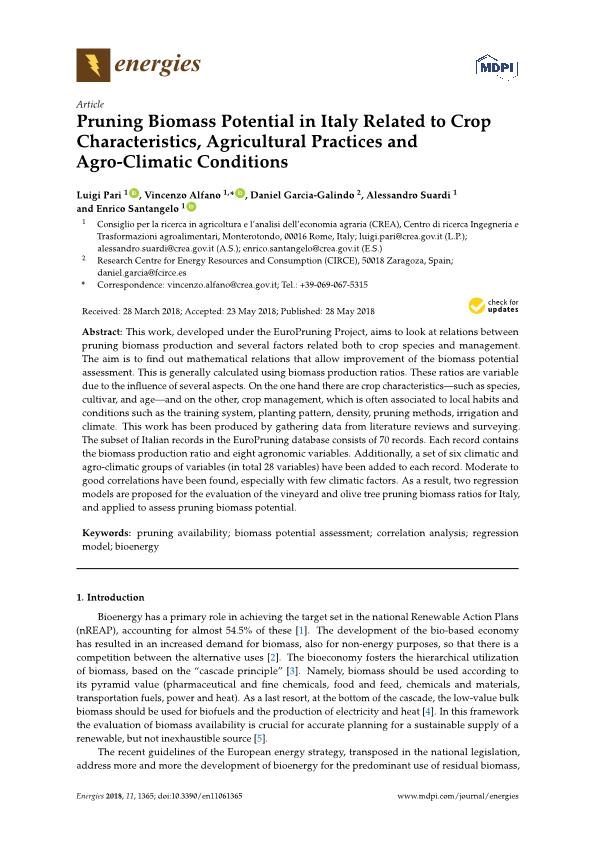 Pruning biomass potential in Italy related to crop characteristics, agricultural practices and agro-climatic conditions