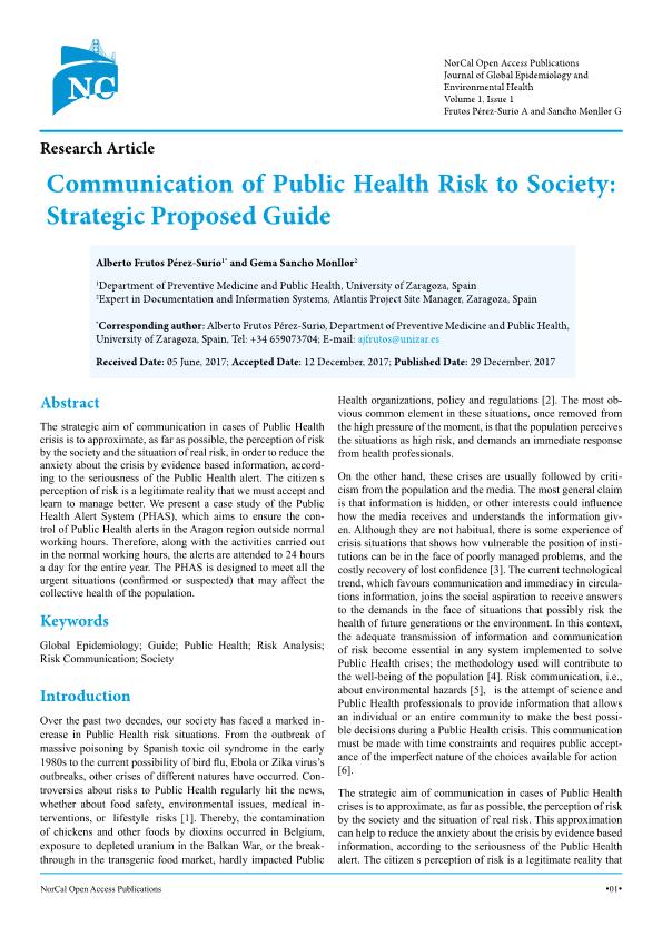 Communication of public health risk to society: strategic proposed guide