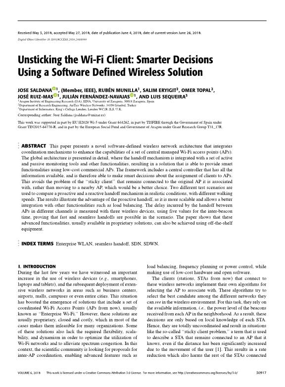 Unsticking the Wi-Fi Client: Smarter decisions using a software defined wireless solution