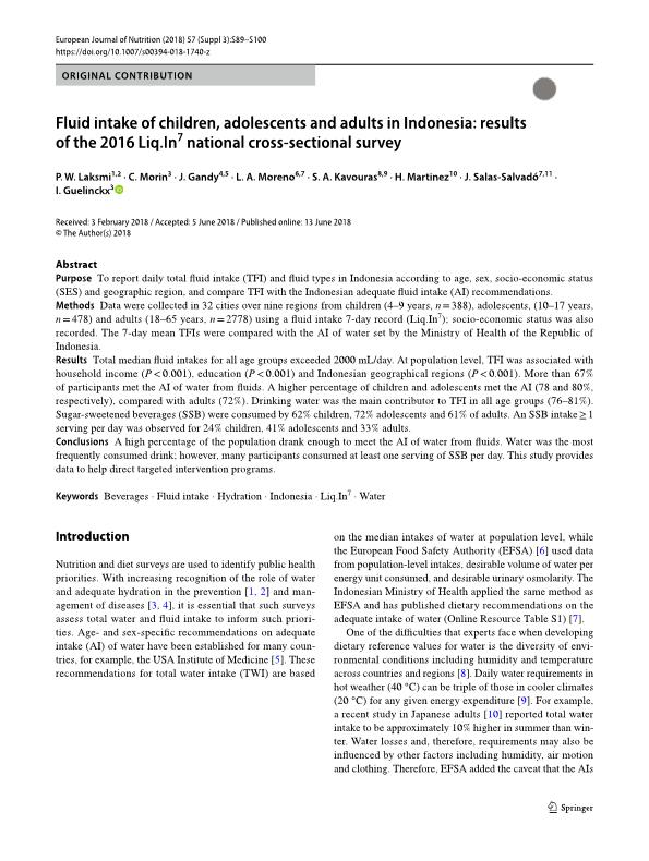 Fluid intake of children, adolescents and adults in Indonesia: results of the 2016 Liq.In7 national cross-sectional survey