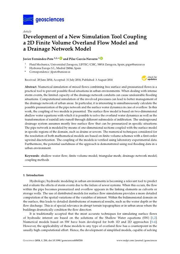 Development of a new simulation tool coupling a 2D finite volume overland flow model and a drainage network model