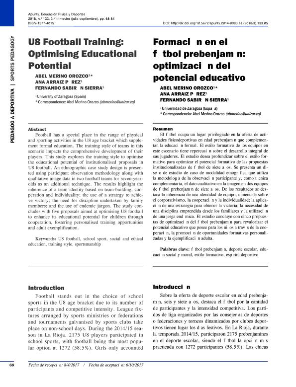 Formación en el fútbol prebenjamín: optimización del potencial educativo