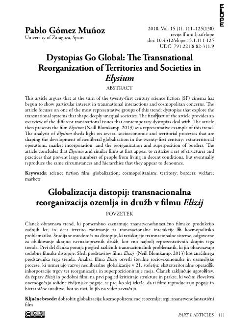 Dystopias Go Global: The Transnational Reorganization of Territories and Societies in Elysium