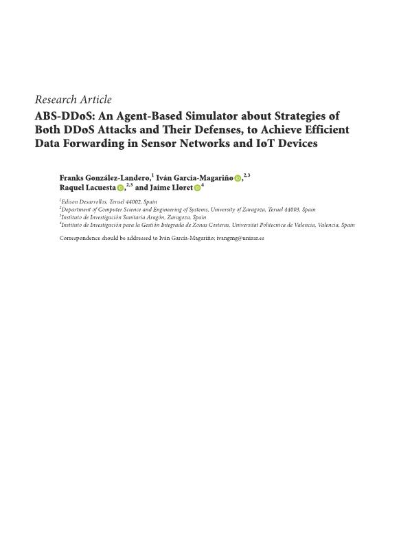 ABS-DDoS: An Agent-Based Simulator about Strategies of Both DDoS Attacks and Their Defenses, to Achieve Efficient Data Forwarding in Sensor Networks and IoT Devices