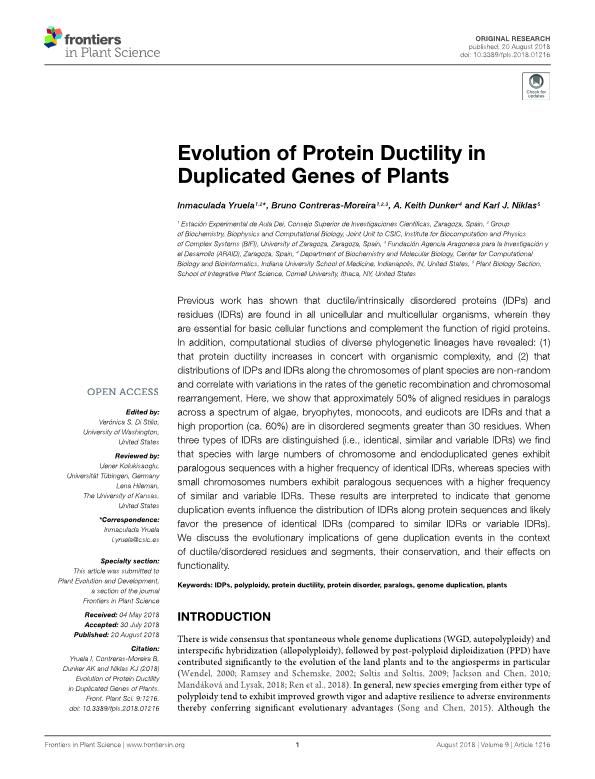 Evolution of Protein Ductility in Duplicated Genes of Plants