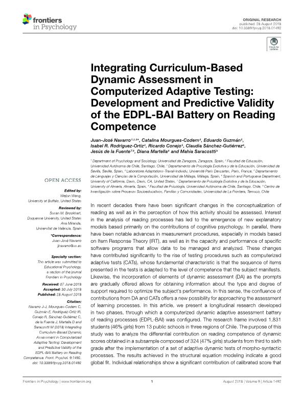 Integrating Curriculum-Based Dynamic Assessment in Computerized Adaptive Testing: Development and Predictive Validity of the EDPL-BAI Battery on Reading Competence