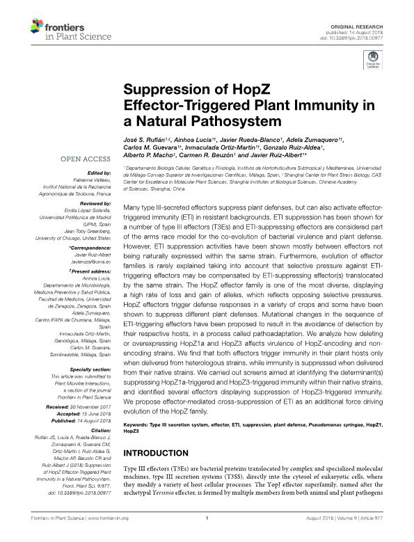 Suppression of HopZ Effector-Triggered Plant Immunity in a Natural Pathosystem
