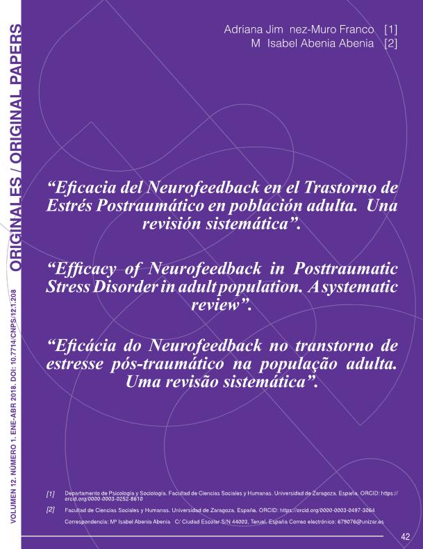 Eficacia del Neurofeedback en el Trastorno de Estrés Postraumático en población adulta. Una revisión sistemática