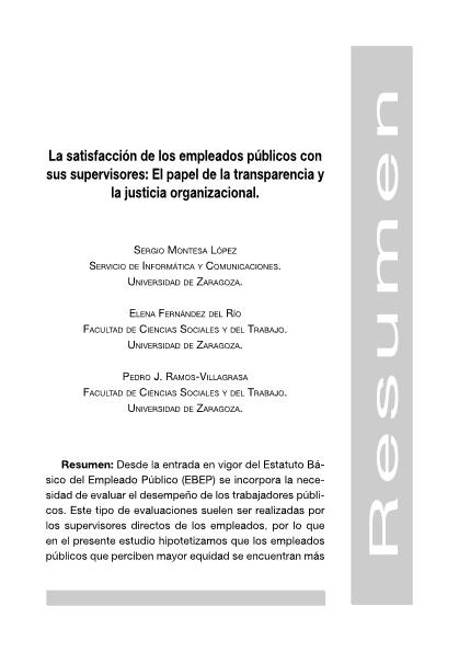 La satisfacción de los empleados públicos con sus supervisores: El papel de la transparencia y la justicia organizacional