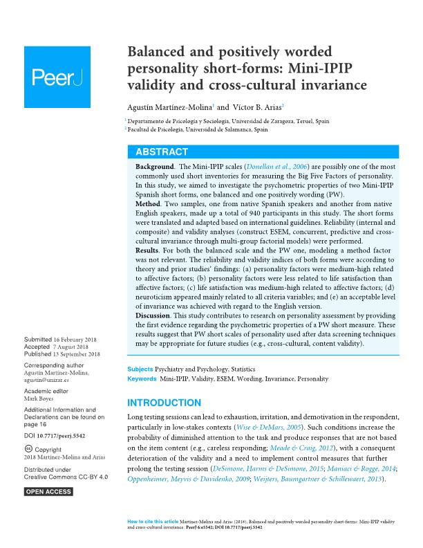 Balanced and positively worded personality short-forms: Mini-IPIP validity and cross-cultural invariance
