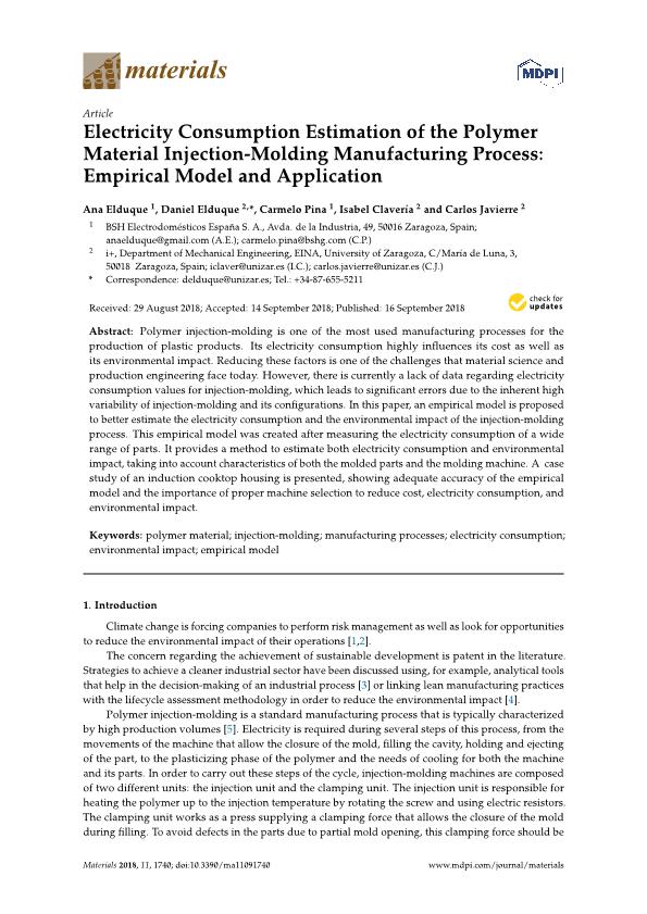 Electricity consumption estimation of the polymer material injection-molding manufacturing process: empirical model and application
