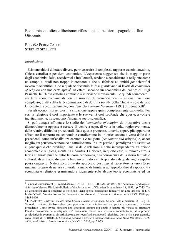 Economia cattolica e liberismo: riflessioni sul pensiero spagnolo di fine Ottocento