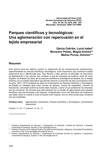 Parques científicos y tecnológicos: Una aglomeración con repercusión en el tejido empresarial