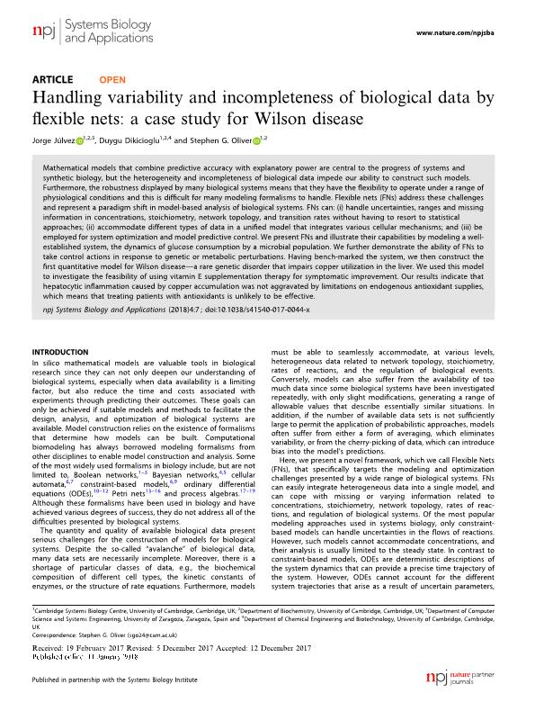 Handling variability and incompleteness of biological data by flexible nets: a case study for Wilson disease