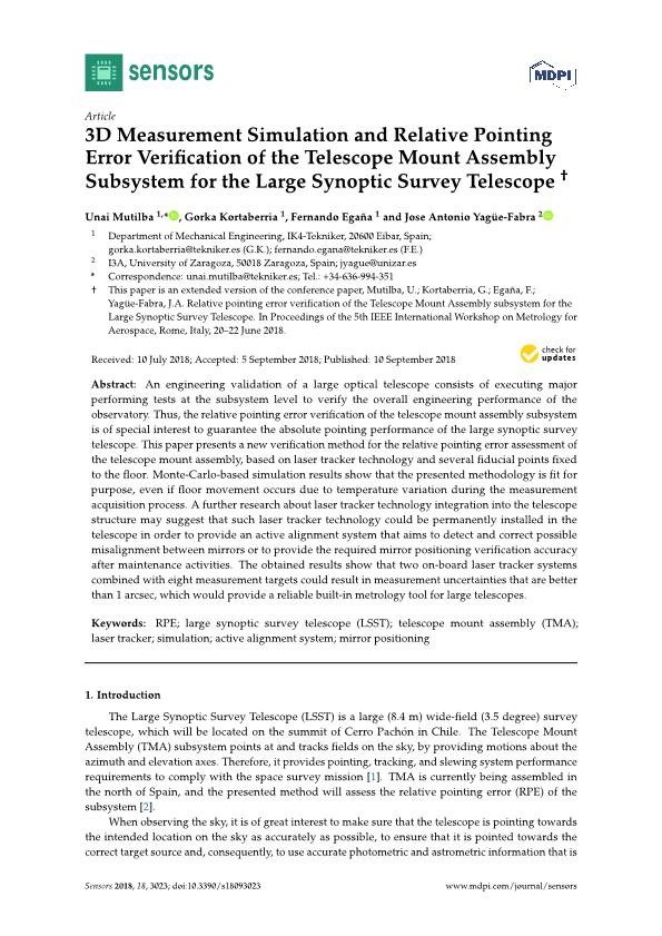 3D measurement simulation and relative pointing error verification of the telescope mount assembly subsystem for the large synoptic survey telescope