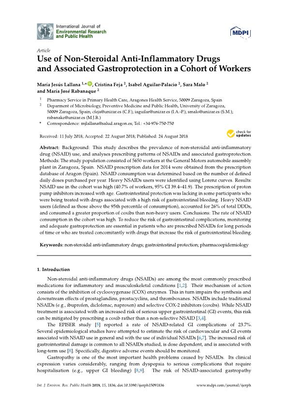 Use of non-steroidal anti-inflammatory drugs and associated gastroprotection in a cohort of workers