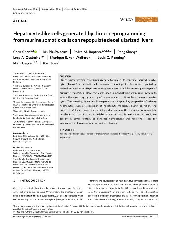 Hepatocyte-like cells generated by direct reprogramming from murine somatic cells can repopulate decellularized livers