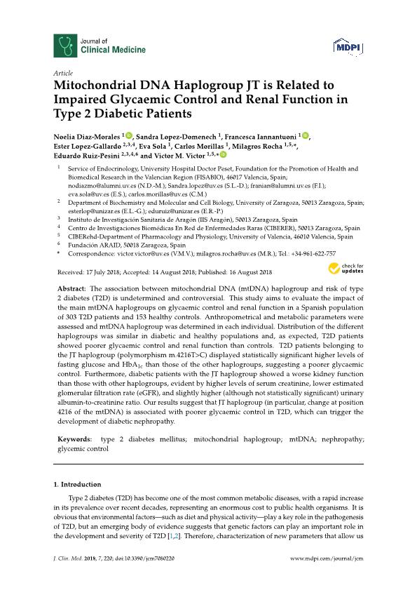 Mitochondrial DNA Haplogroup JT is Related to Impaired Glycaemic Control and Renal Function in Type 2 Diabetic Patients