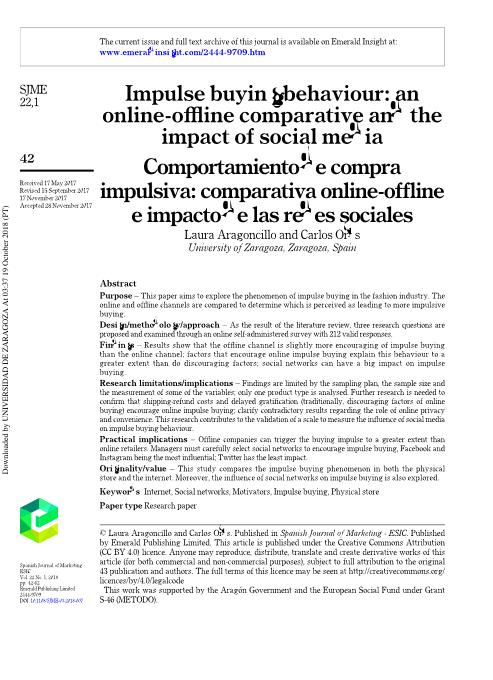 Impulse buying behaviour: an online-offline comparative and the impact of social media