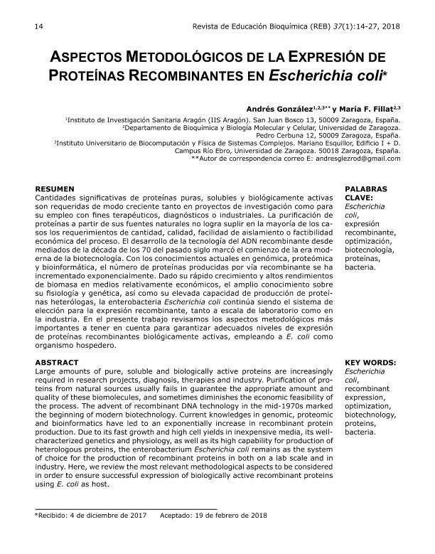 Aspectos metodológicos de la expresión de proteínas recombinantes en Escherichia coli