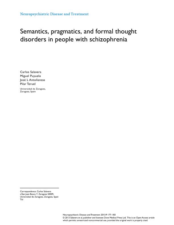 Semantics, pragmatics, and formal thought disorders in people with schizophrenia