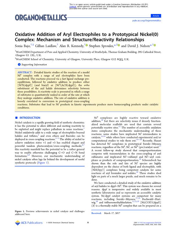 Oxidative Addition of Aryl Electrophiles to a Prototypical Nickel(0) Complex: Mechanism and Structure/Reactivity Relationships