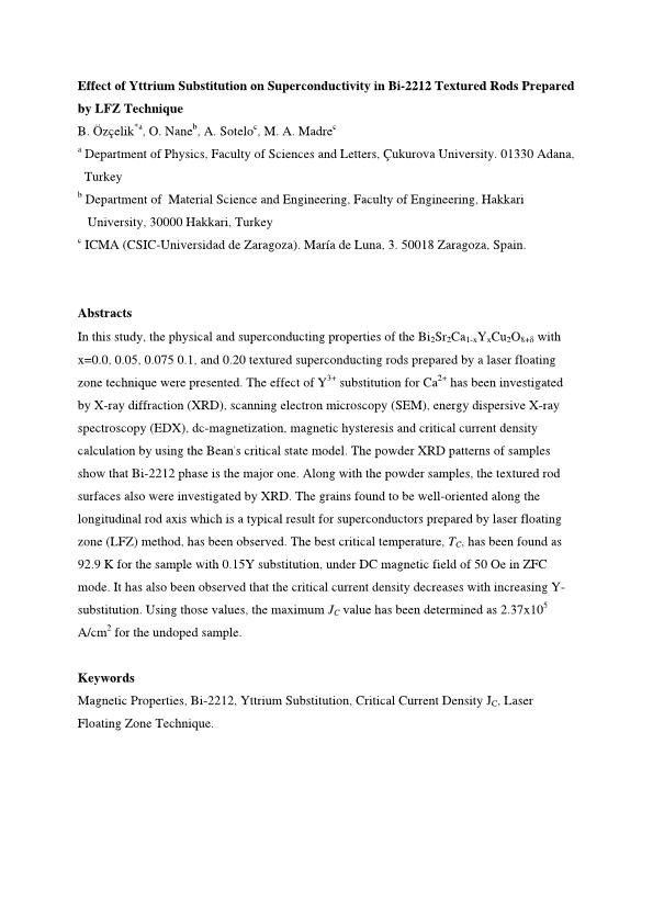 Effect of Yttrium substitution on superconductivity in Bi-2212 textured rods prepared by a LFZ technique
