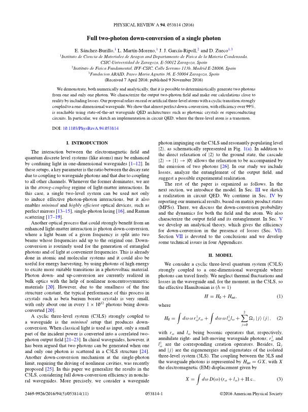 Full two-photon down-conversion of a single photon