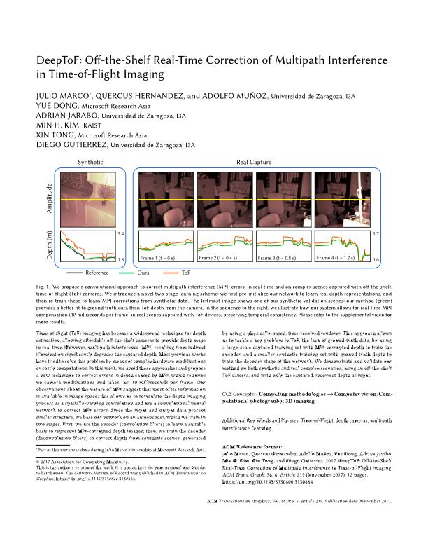 DeepToF: Off-the-shelf real-time correction of multipath interference in time-of-flight imaging