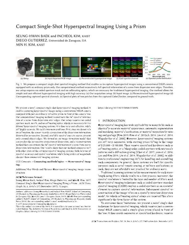 Compact single-shot hyperspectral imaging using a prism