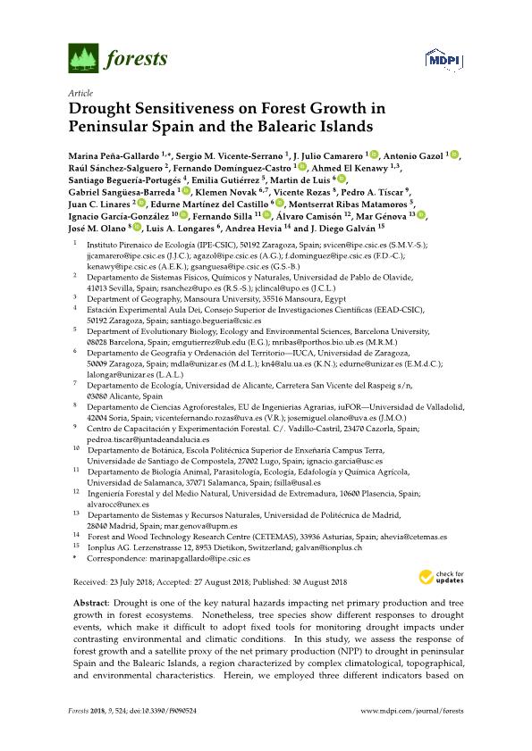 Drought Sensitiveness on Forest Growth in Peninsular Spain and the Balearic Islands